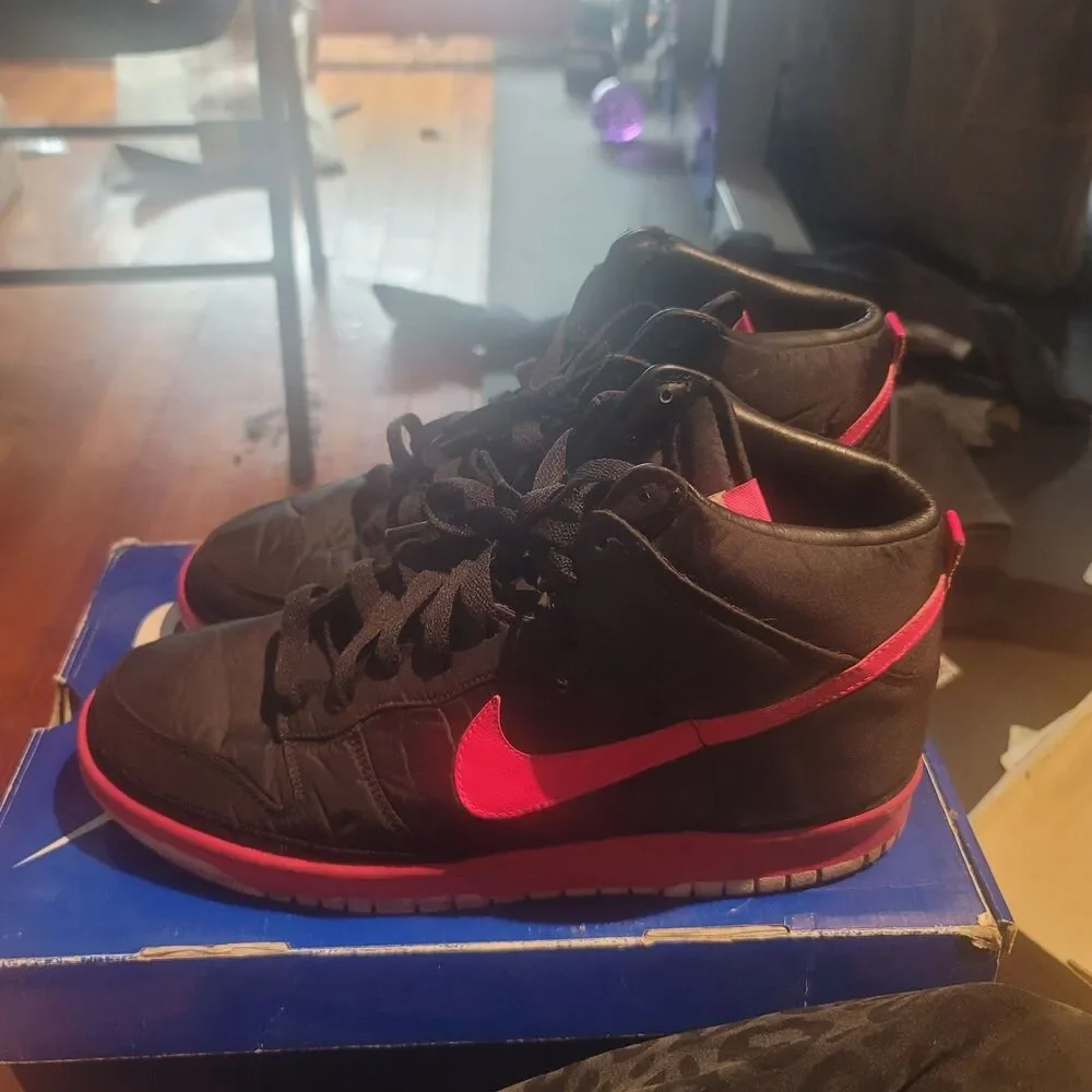 Nike Dunk High Hi Nylon Premium Size 12 Black Pink 354713-061